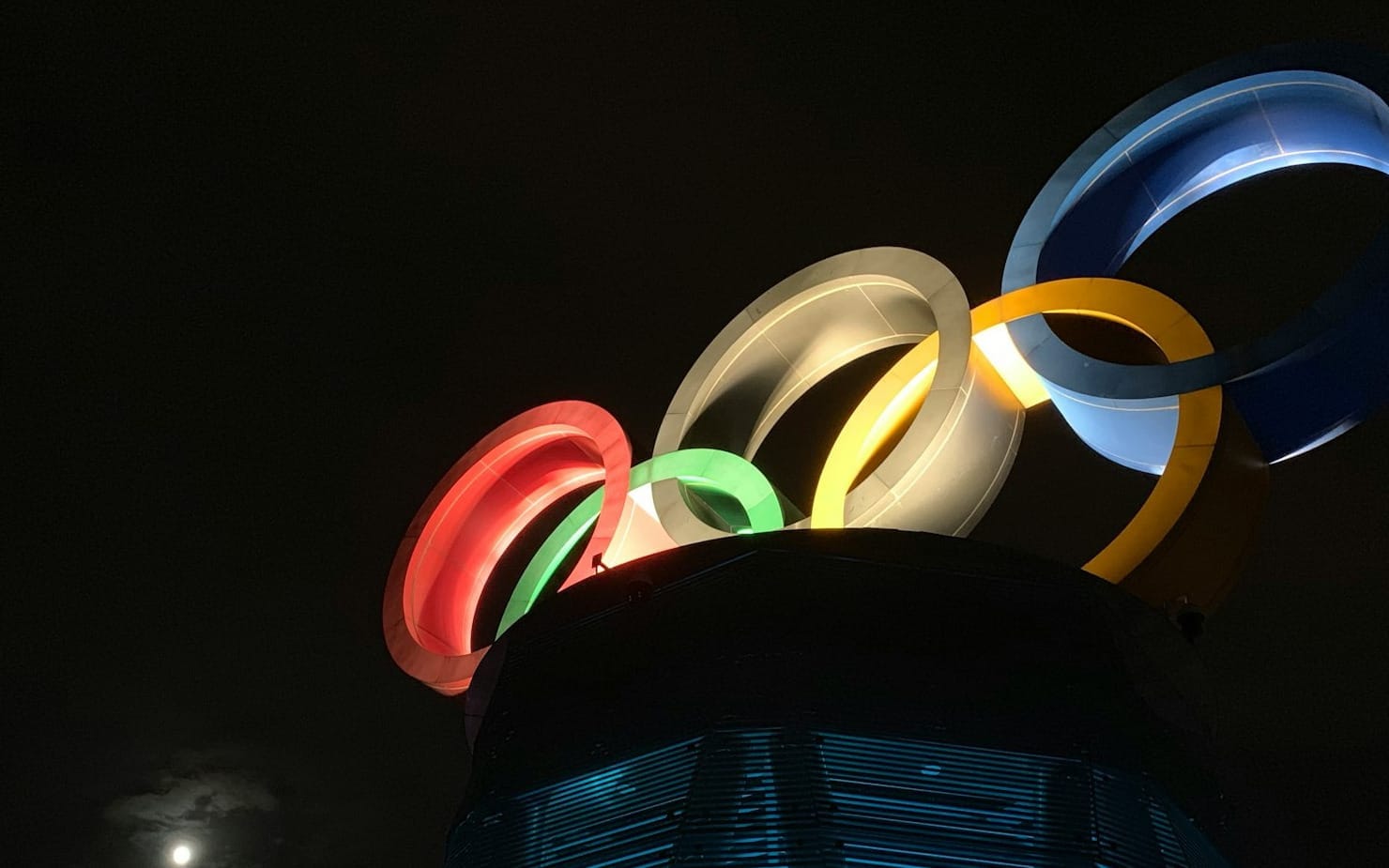 Olympic Rings at night