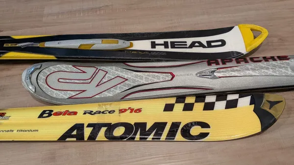 Collection of apline snow skis from  around the 1990s - early 2000s
