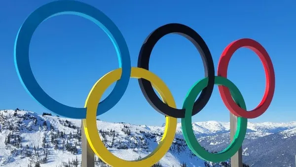 Olympic rings on top of Whistler mountain
